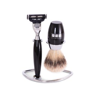 The Trafalgar Mach 3 Black Resin Shaving Set