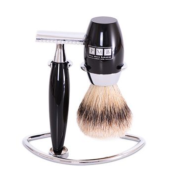 The Trafalgar Safety Razor Black Resin Shaving set