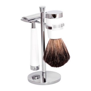 The Fitzrovia Safety Razor White Resin Shaving Set