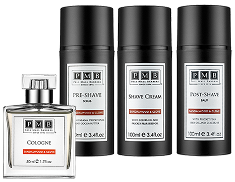 Christmas Shaving Gift Pack with Sandalwood & Clove Cologne | Pall Mall Barbers Products