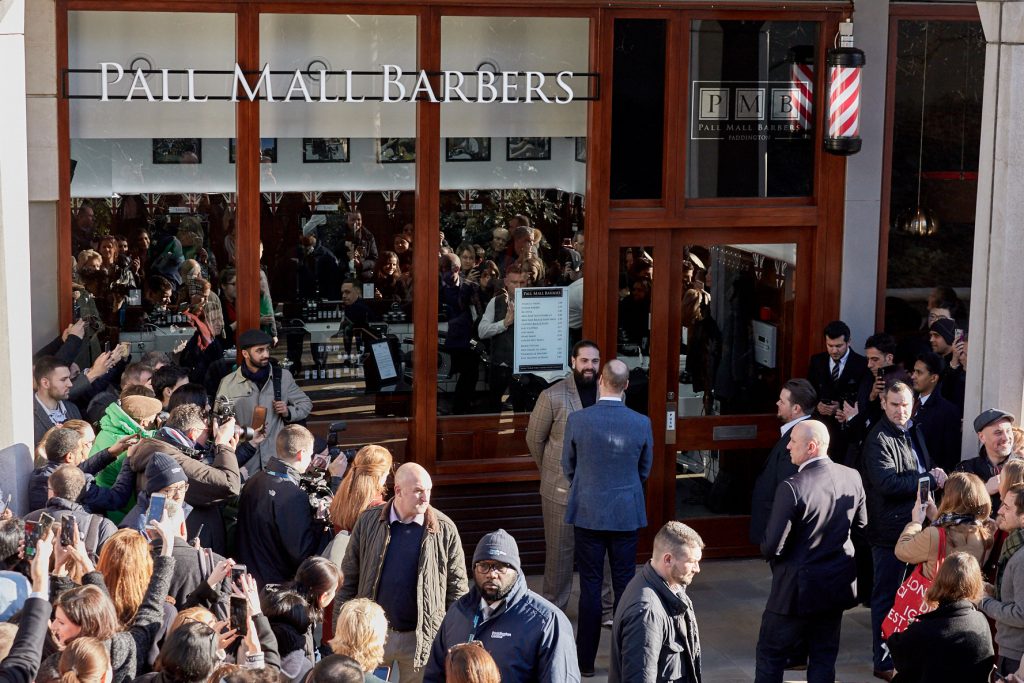 Prince William arriving at Pall Mall Barbers Paddington