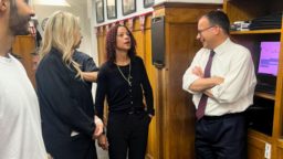 Welcoming Minister of State for Small Business, Gareth Thomas, to Pall Mall Barbers